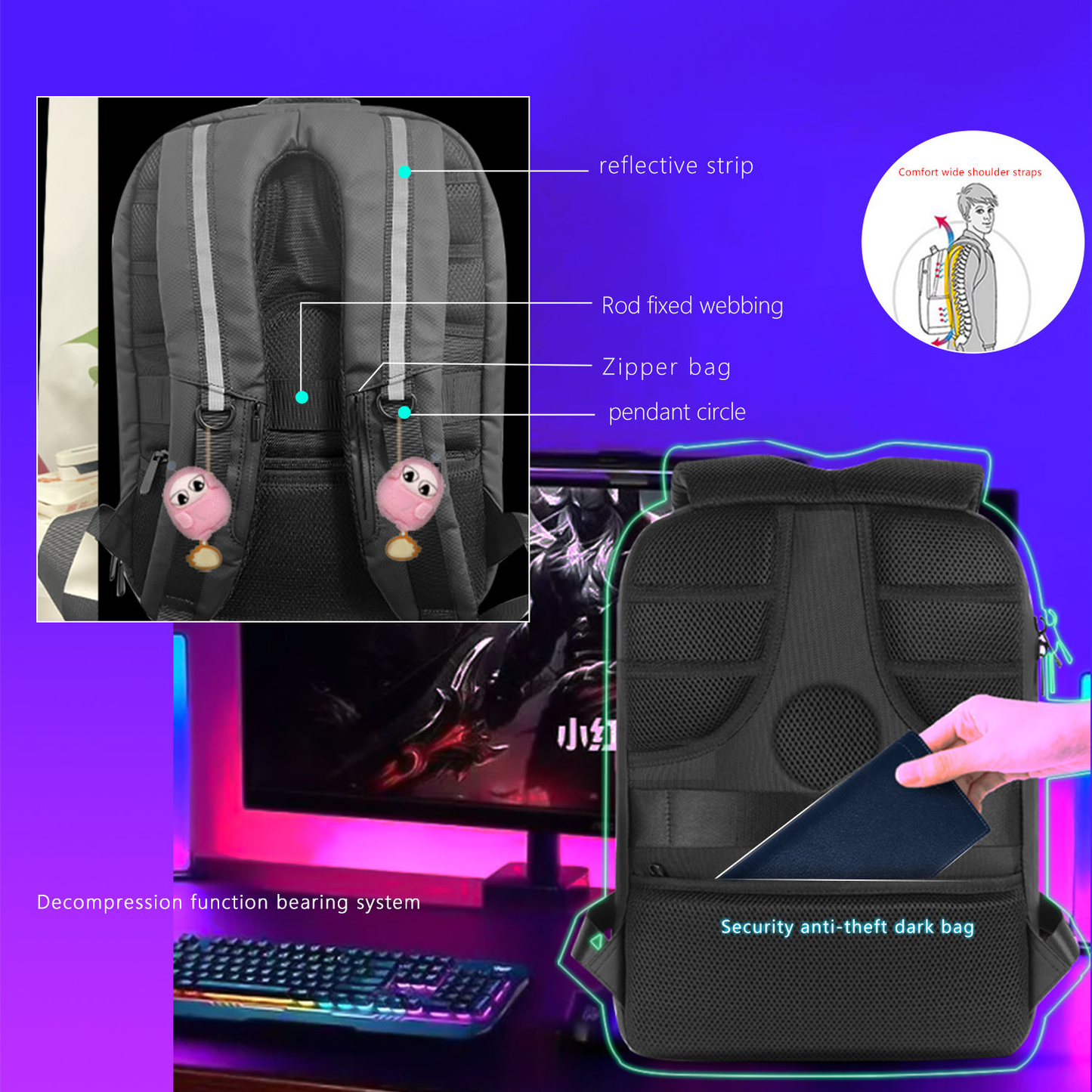 LED Motorcycle Backpack